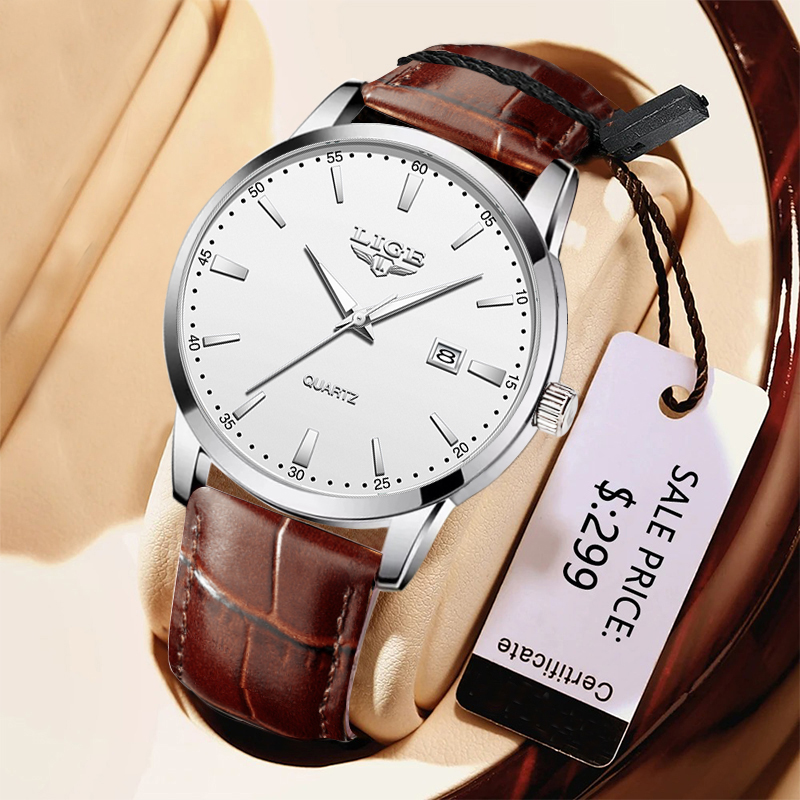 Leather Watch Band Men - LIGE Mann Uhr Mode Lederband Herren