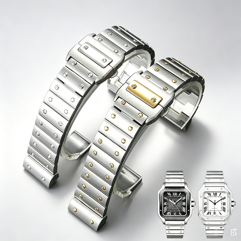 Cartier Watch Santos - Edelstahl-Uhrenarmband für Herren, geeignet für Cartier