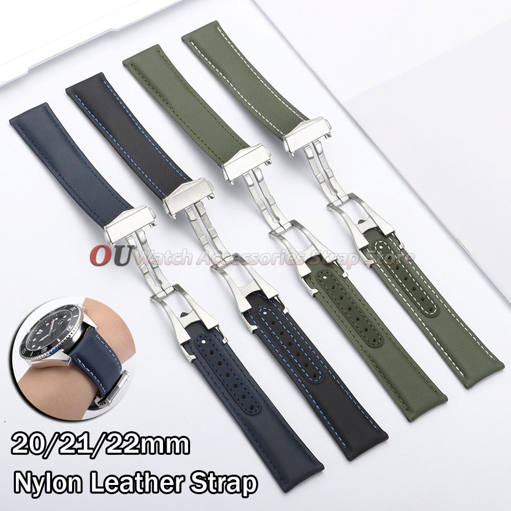 Omega Watch Seamaster - Segeltuch-Nylon-Leder-Uhrenarmband 20mm 21mm 22mm Uhrenarmbänder für
