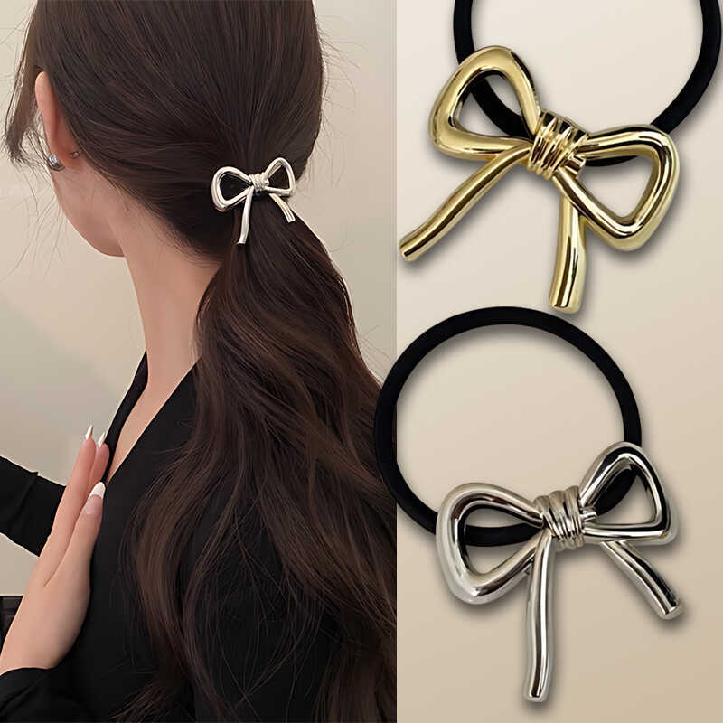 Silicone Band Women - Koreanische Exquisite Metall Bogen Haar Seil