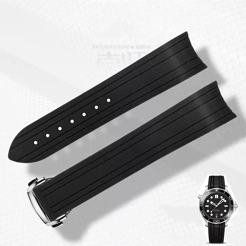 Omega Watch Seamaster - 20 mm gebogenes Ende Gummi-Silikon-Armband für