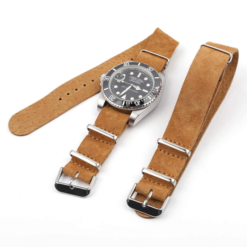 Suede Strap Watch - Weiches Retro-Wildleder-Echtlederarmband, Sportuhrenarmband, 18 mm, 20