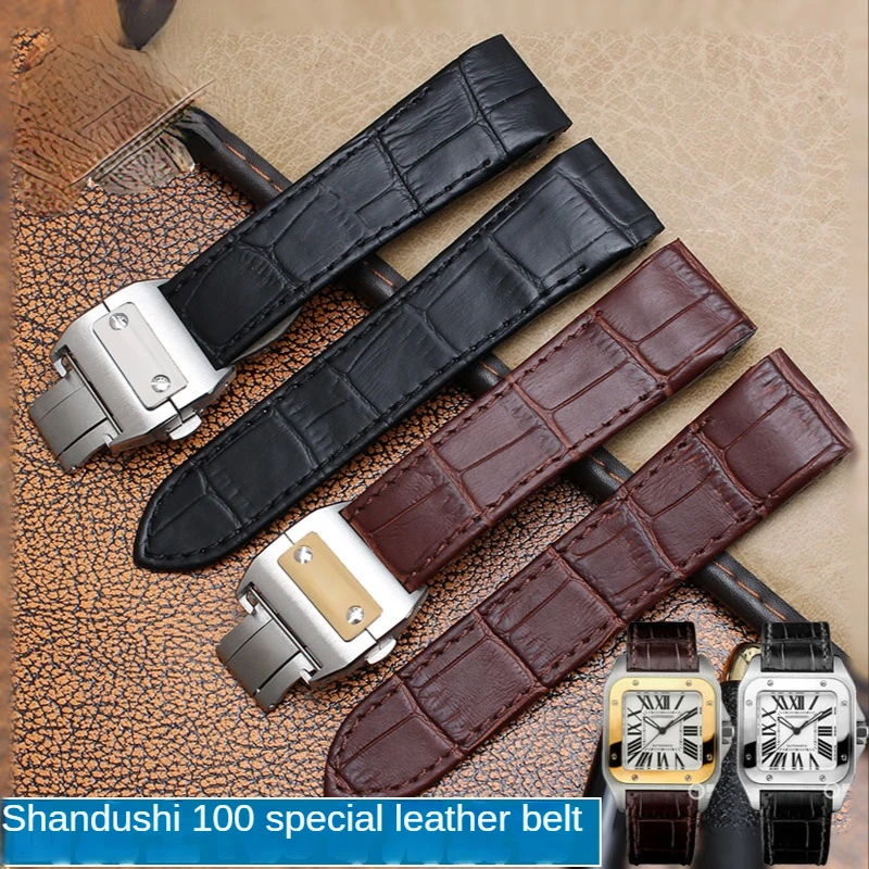 Cartier Watch Santos - Echtes Lederarmband für Cartier Santos 100