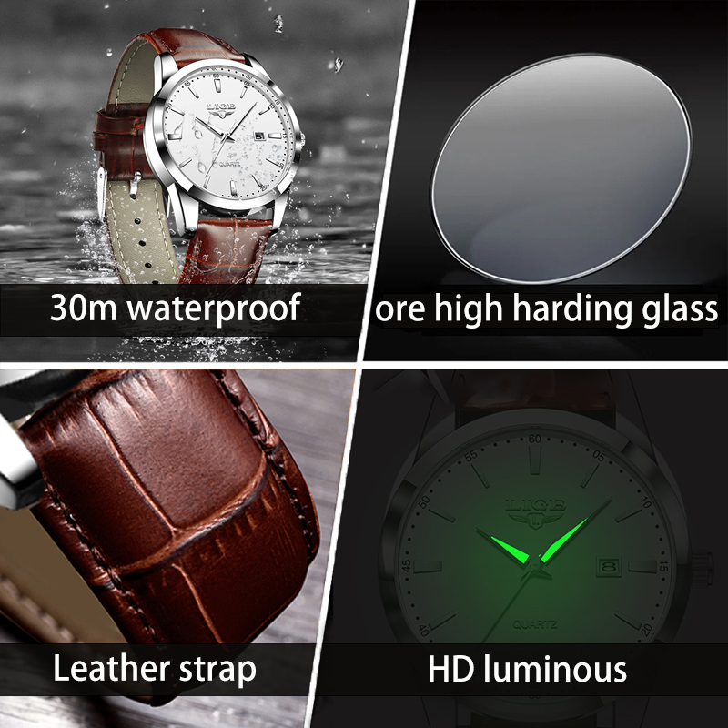 LIGE Mann Uhr Mode Lederband H – Leather Watch Band Men Bewertung und Preis