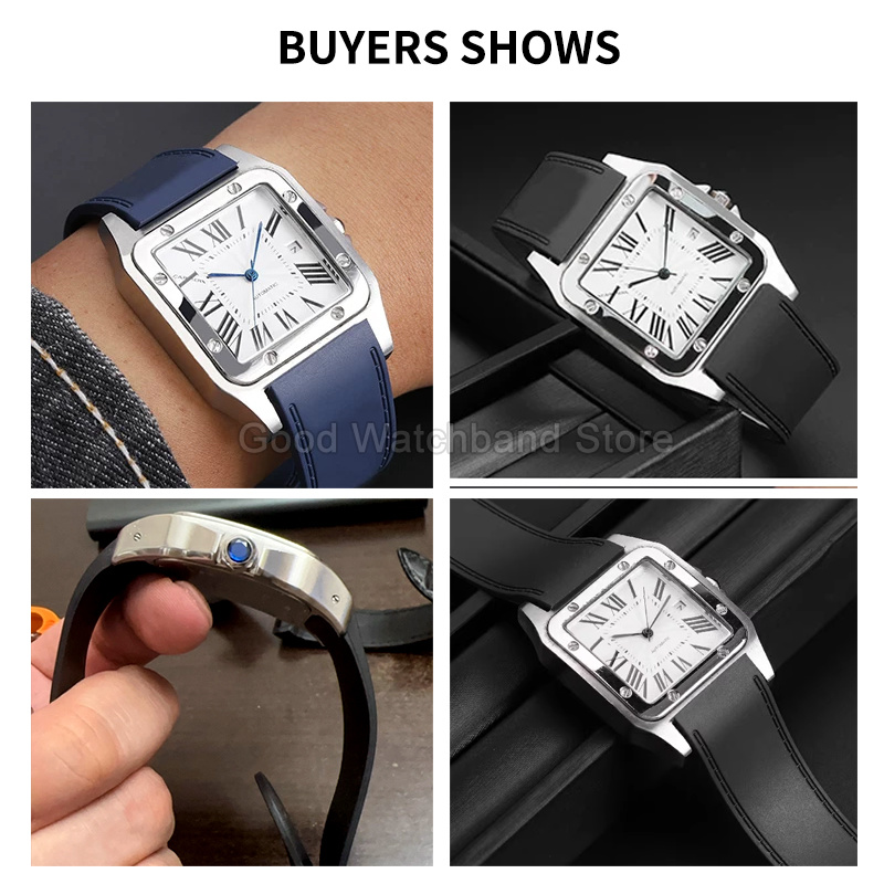 Schwarzblaues Hochwertiges Gum – Cartier Watch Santos Bewertung und Preis