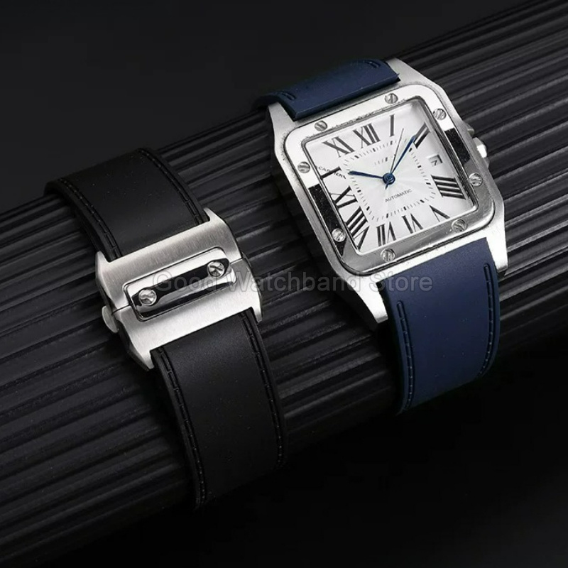 Schwarzblaues Hochwertiges Gum – Cartier Watch Santos Bewertung und Preis