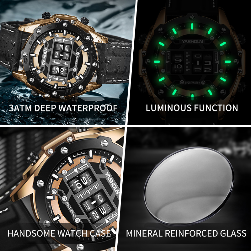 Kreative Digitaluhr Quarzuhr H – Leather Watch Band Men Bewertung und Preis