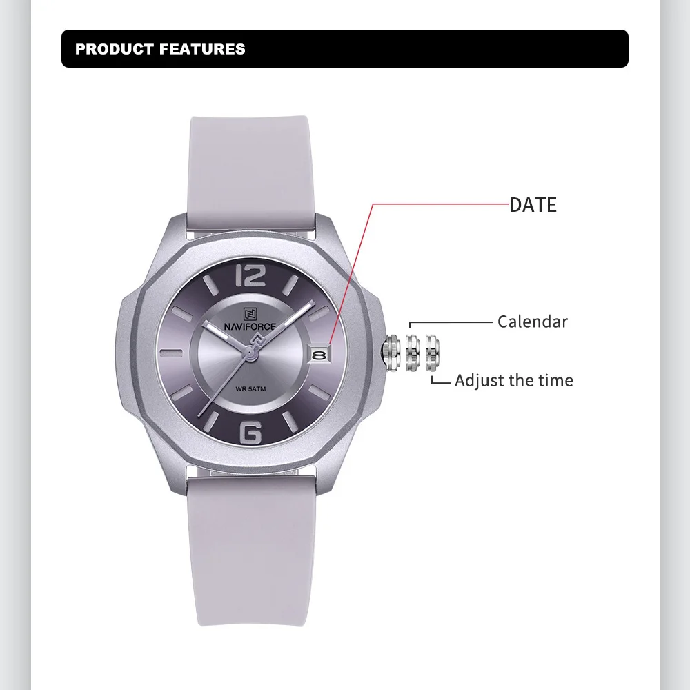NAVIFORCE 7107 Uhr für Damen,  – Silicone Band Women Bewertung und Preis